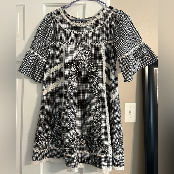 Free People Women’s Sunny Day Shirt Dress (crochet lace gingham embroidery) - Picture 3 of 8